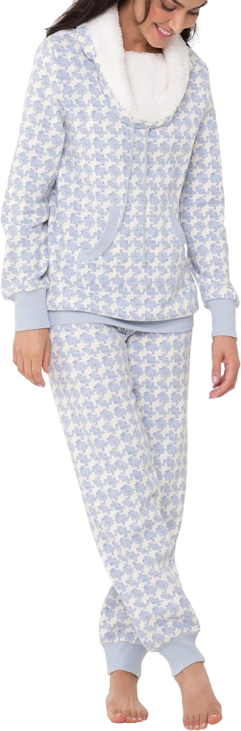 PajamaGram Womens Pajama Sets - Winter Pajamas For Women, Shearling Rollneck