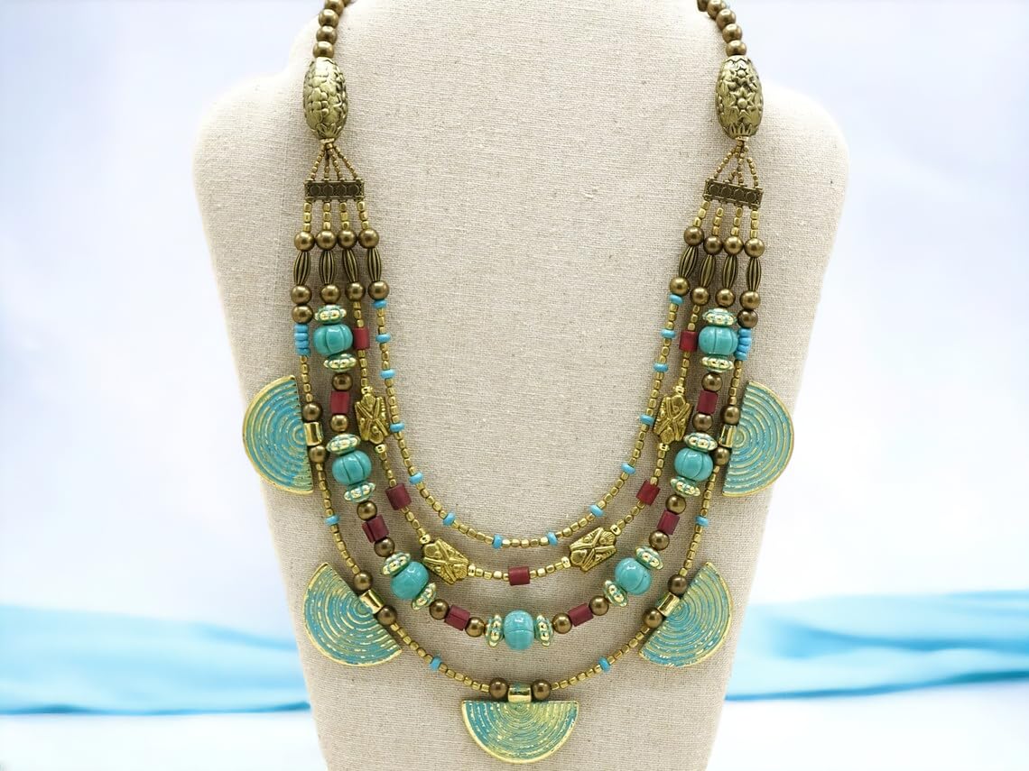 indian boho bib necklace ethnic tibetan nepali women persian jewelry Handmade jewellery - Image 3