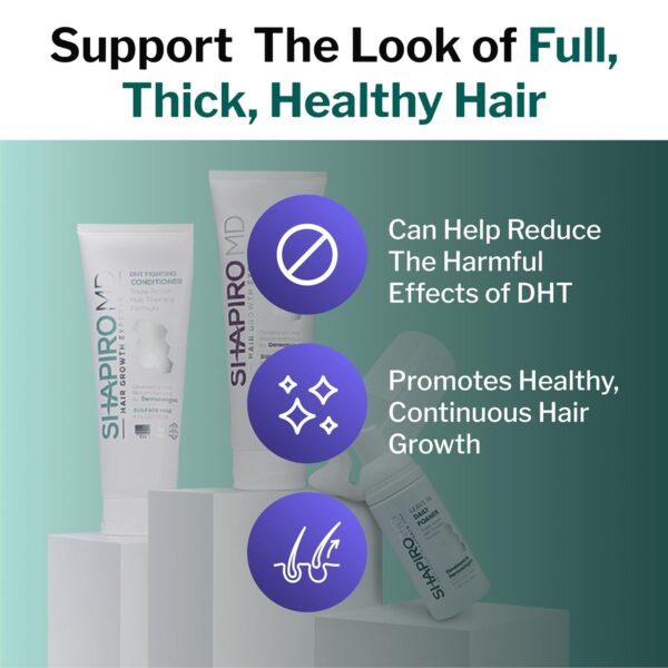 Shapiro MD Natural Hair Kit for Thicker, Fuller, Healthier Looking Hair - Including Shampoo, Conditioner, and Leave-In Daily Foam (1 Month Supply) - Image 3