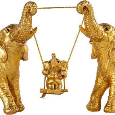 Elephant Statue For Home Decor.Gold Elephant Decor For Living Room,Office,Shelf,Table Centerpiece Decorations.Elephant Gifts for Women,Mom.Good Luck Elephant Figurines.Home Decor Living Room.(Gold)