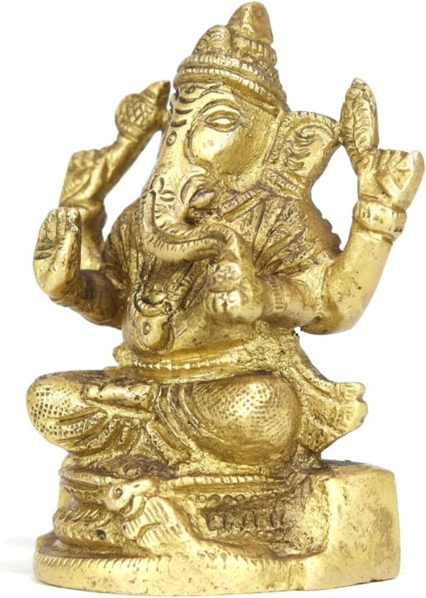 ASHIRWAD Brass Lord Ganesha Idol Statue for Home Hindu God Ganpati Bappa Vinayaka Murti (Ganesh-10) - Image 3