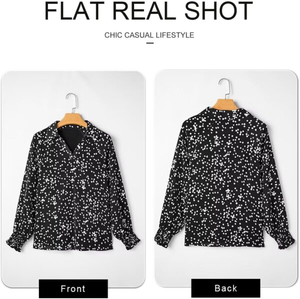 Astylish Women's 2025 Casual Polka Dot Blouses Long Sleeve V Neck Alicia Floral Print Collared Shirts Chiffon Bohemian Tops - Image 5