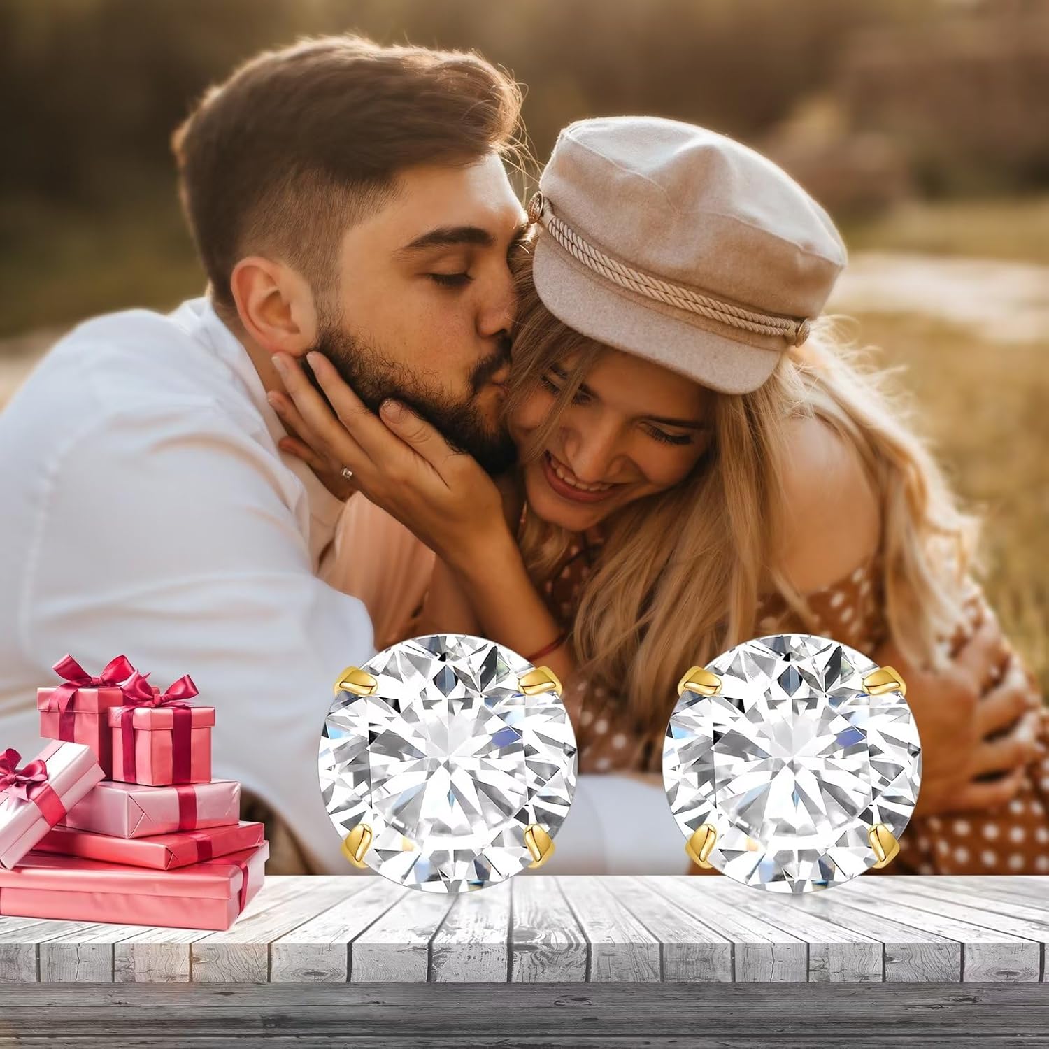 Moissanite Earrings in Solid 14K Gold, 0.3ct-4ct D Color VVS1 Clarity Round Cut Lab Created Diamond Stud Earrings for Women/Men, 14kt Yellow Gold Moissanite Stud Earrings Jewelry Gifts Size 4mm-8mm - Image 5