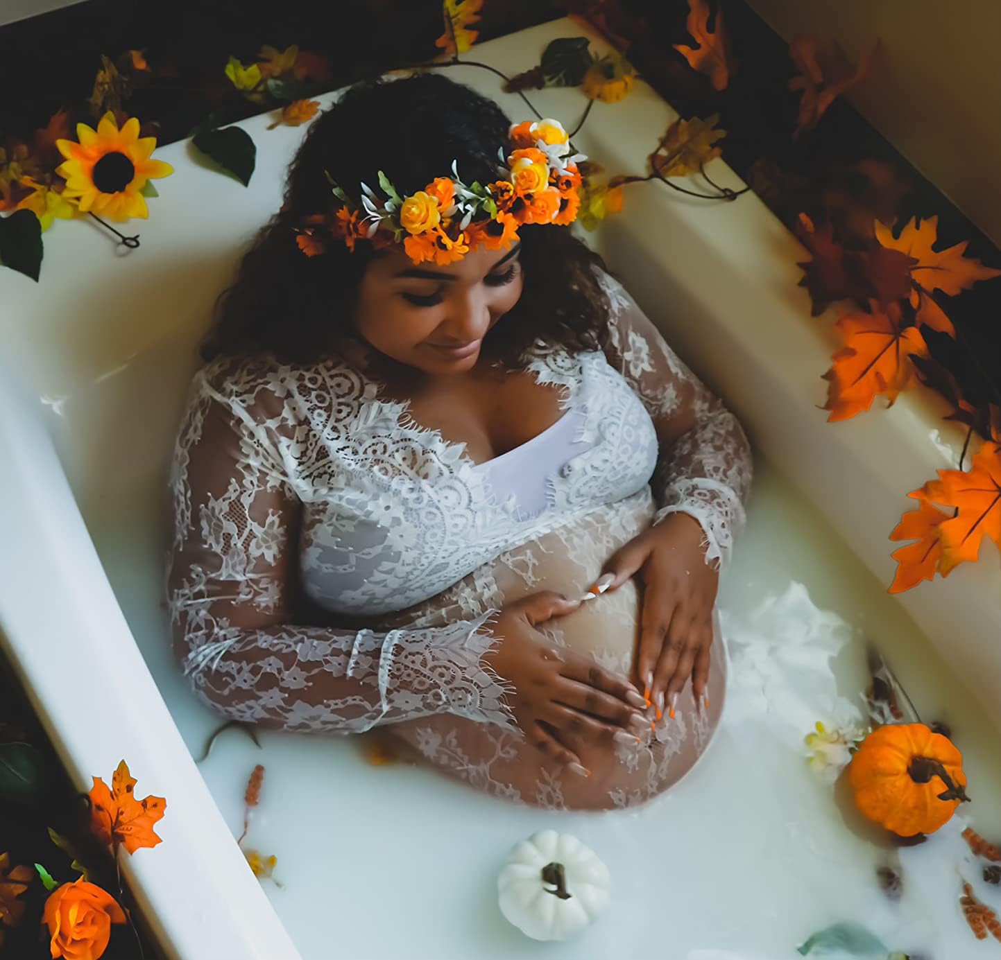 DDazzling Green Leaf Floral Crown Eucalyptus Flower Women Girls Headband Flower Headpiece Bridal Halo Photo Prop (Yellow Orange Green) - Image 7