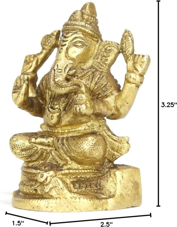 ASHIRWAD Brass Lord Ganesha Idol Statue for Home Hindu God Ganpati Bappa Vinayaka Murti (Ganesh-10) - Image 6