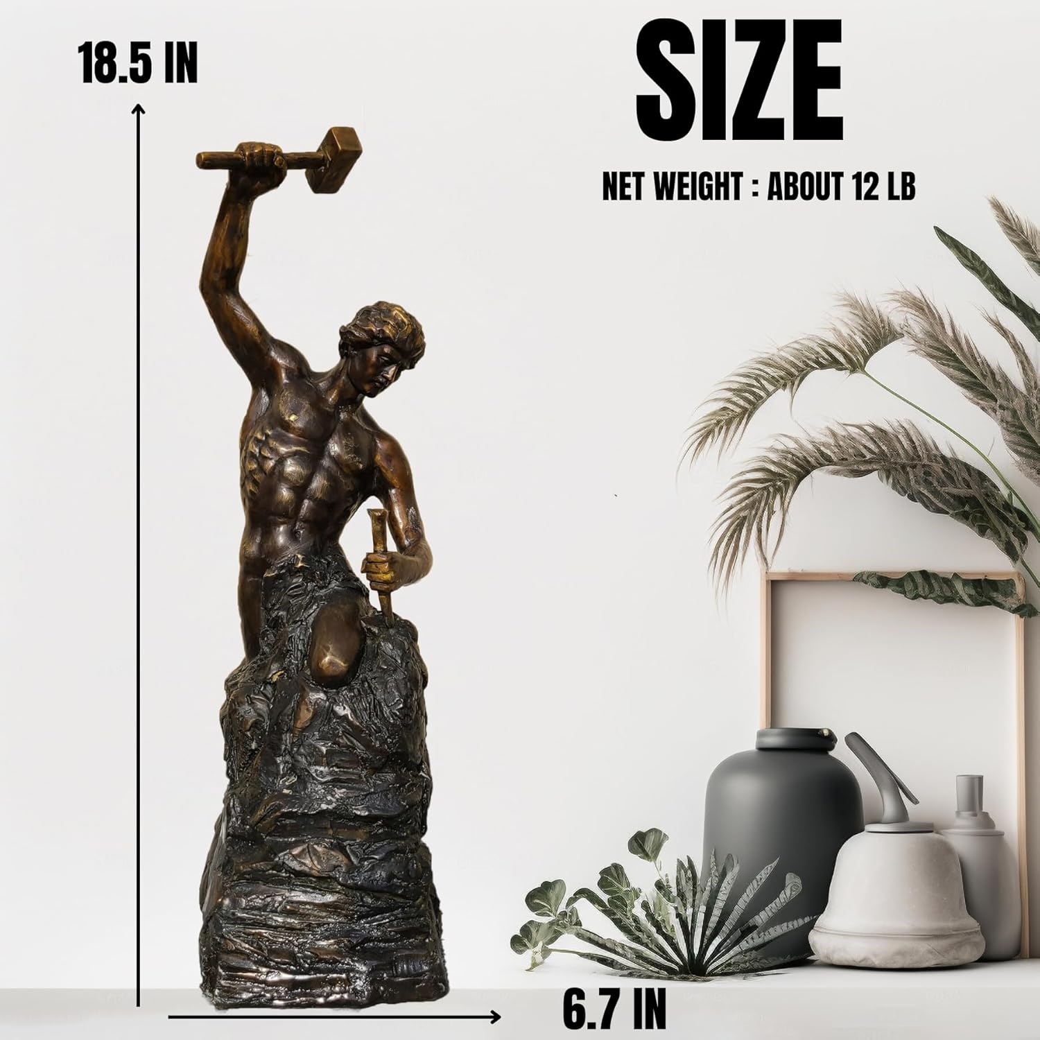 Bronze Self Made Man Sculpture to Upgrade Your Decor - Our Handcrafted 18.5'' Height Bronze Figure Statue is Perfect for Any Home or Office - Image 2