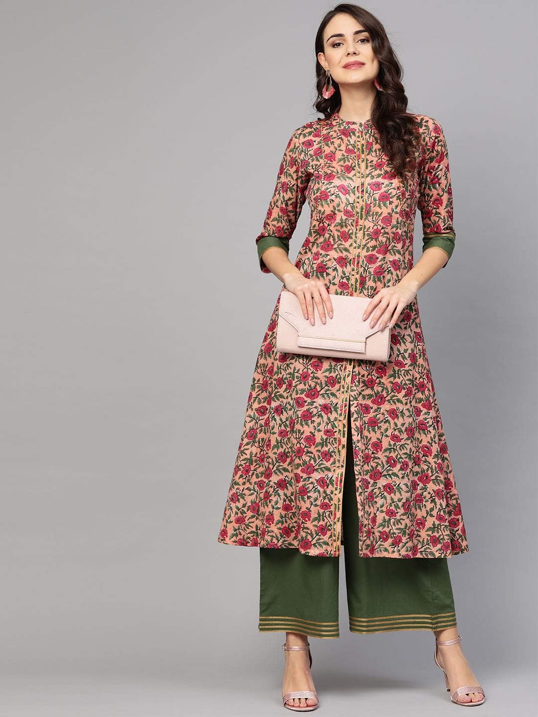 Idalia Women's Pink Floral Print Cotton Kurta Set - Image 9