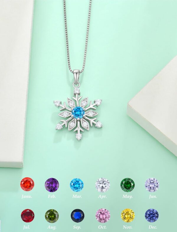 Snowflake Jewelry Set for Women 925 Sterling Silver Dangle Earrings Snowflake Pendant Necklace Winter Christmas Created Aquamarine Jewelry - Image 3