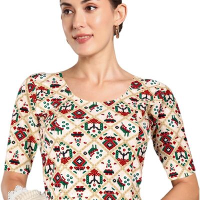 Chandrakala Stretchable Blouses for Women Sarees,Readymade (B217-P)