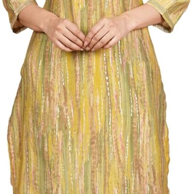 Akiko Women's Kurta Pant Set Round Neck Tubelight Work Tie-Die Kurta 3/4th Sleeves Indian Ethnic Straight Kurta for Girls