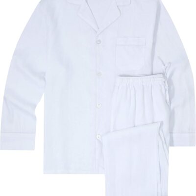 Noble Mount 100% Linen Men's Pajama Set for Summer