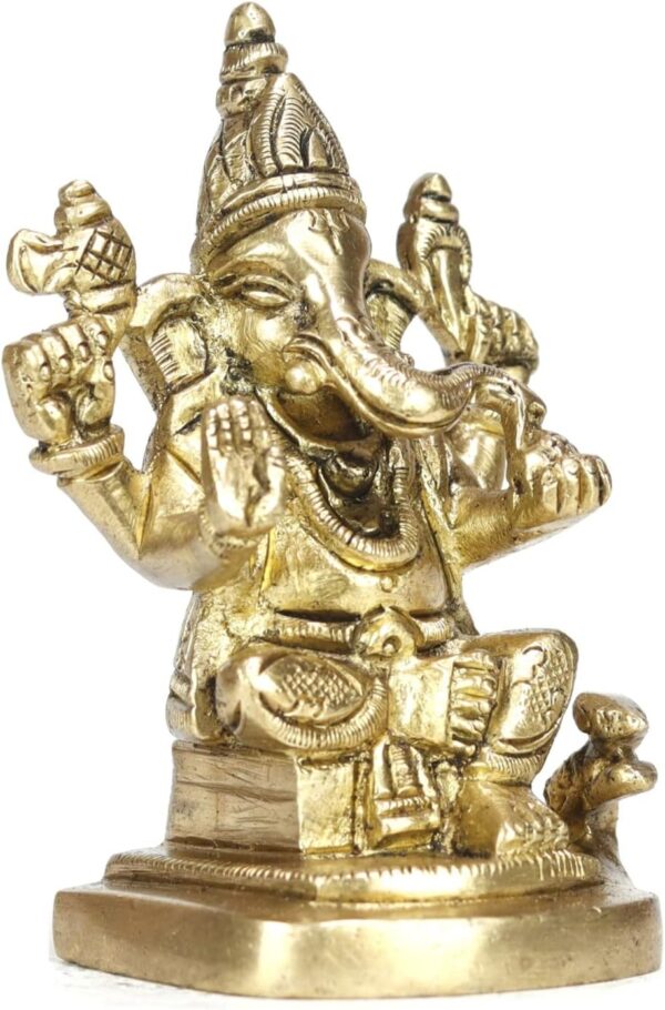 ASHIRWAD Brass Lord Ganesha Idol Statue for Home Hindu God Ganpati Bappa Vinayaka Murti (Ganesh-08) - Image 2