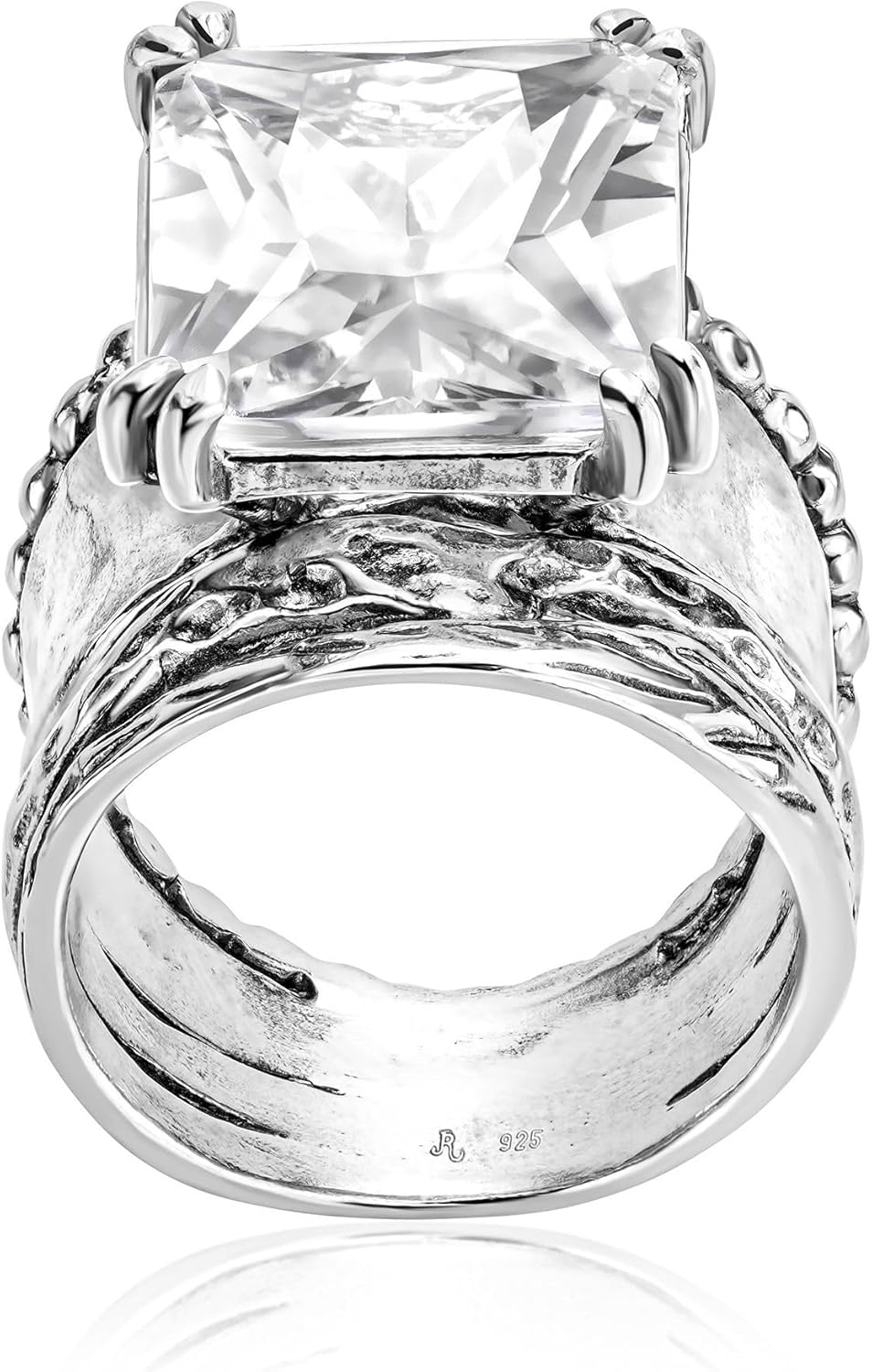 JEAN RACHEL JEWELRY 925 Sterling Silver Statement Ring with Octagon Shaped Cubic Zirconia - Hypoallergenic, Nickel & Lead-free - Artisan Handcrafted Designer Collection - Made In Israel - Image 5