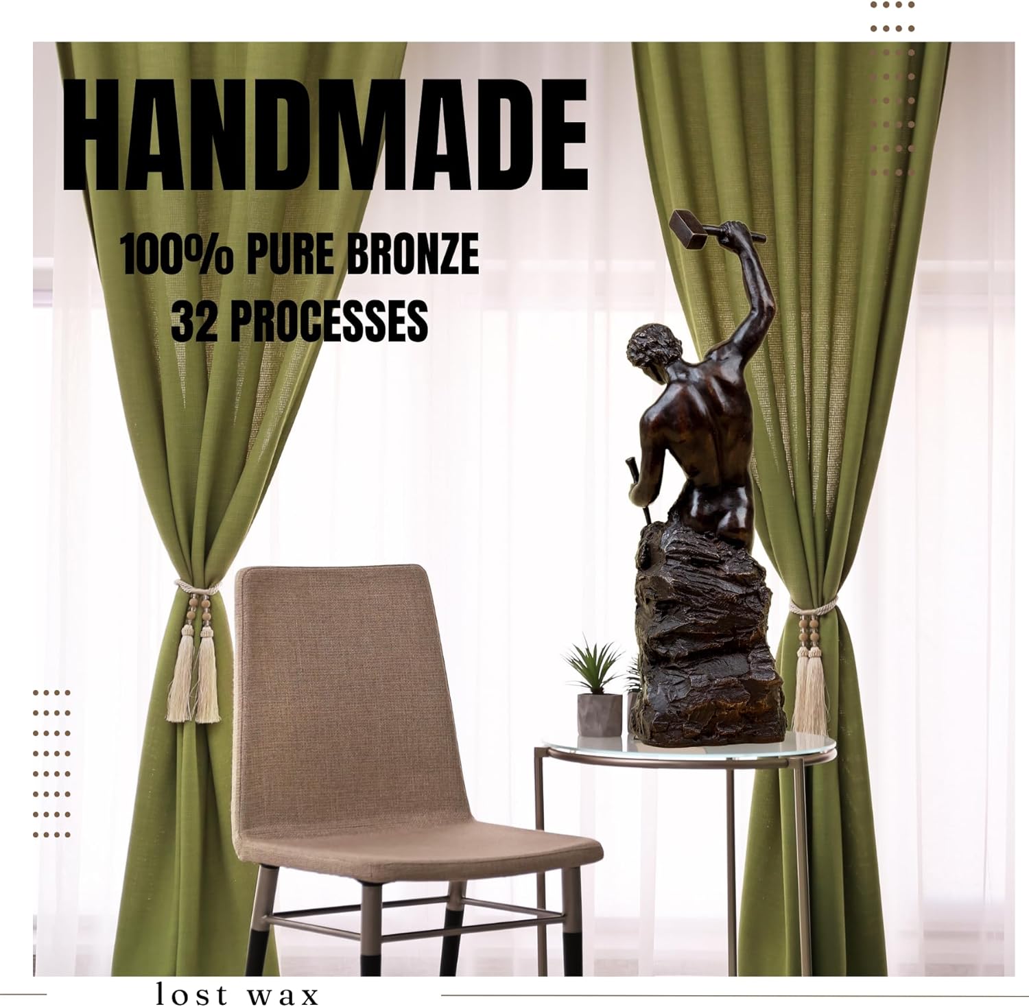 Bronze Self Made Man Sculpture to Upgrade Your Decor - Our Handcrafted 18.5'' Height Bronze Figure Statue is Perfect for Any Home or Office - Image 4