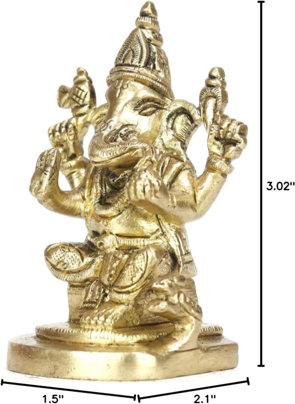 ASHIRWAD Brass Lord Ganesha Idol Statue for Home Hindu God Ganpati Bappa Vinayaka Murti (Ganesh-08) - Image 5