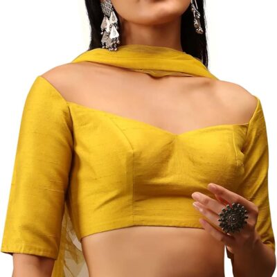 Women's Readymade Banglori Silk Blouse For Sarees || Indian Designer Bollywood Padded Stitched Crop Top Choli