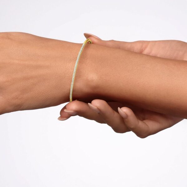 14K White/Yellow Gold Plated Silver Bangle Bracelet With 0.40 TCW Lab Grown Diamond/Moissanite (D-E Color, Round Brilliant Shape, VS Clarity) Bracelet For Women, Gift For Her Jewelry For Women - Image 6