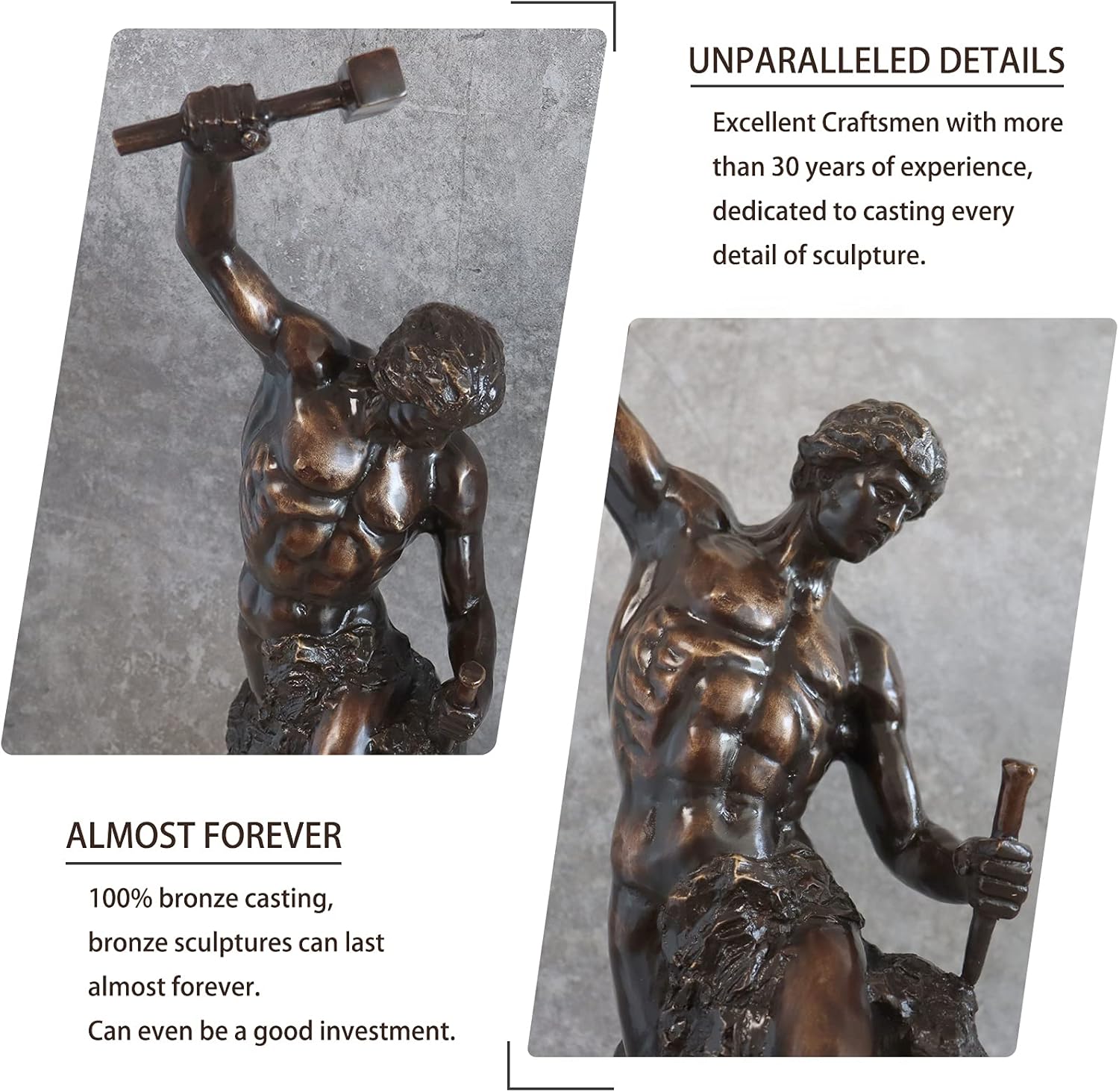 Bronze Self Made Man Sculpture to Upgrade Your Decor - Our Handcrafted 18.5'' Height Bronze Figure Statue is Perfect for Any Home or Office - Image 7