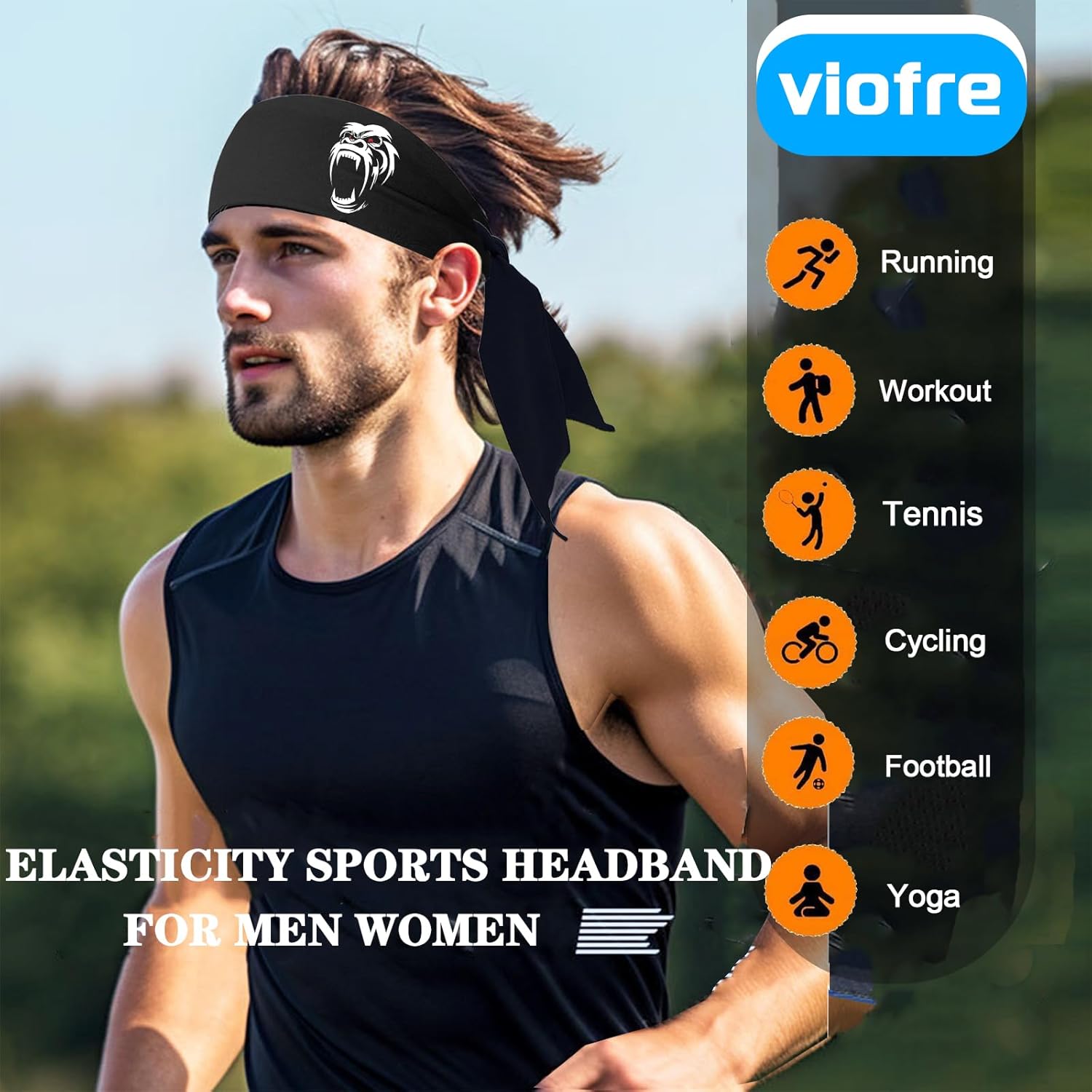 Head Tie Headband for Men Women,Sports Sweat Band Adjustable Ninja Headband Karate Sweatbands Hair Wrap Bands Tie Headbands for Running Tennis Basketball Soccer Athletic - Image 2