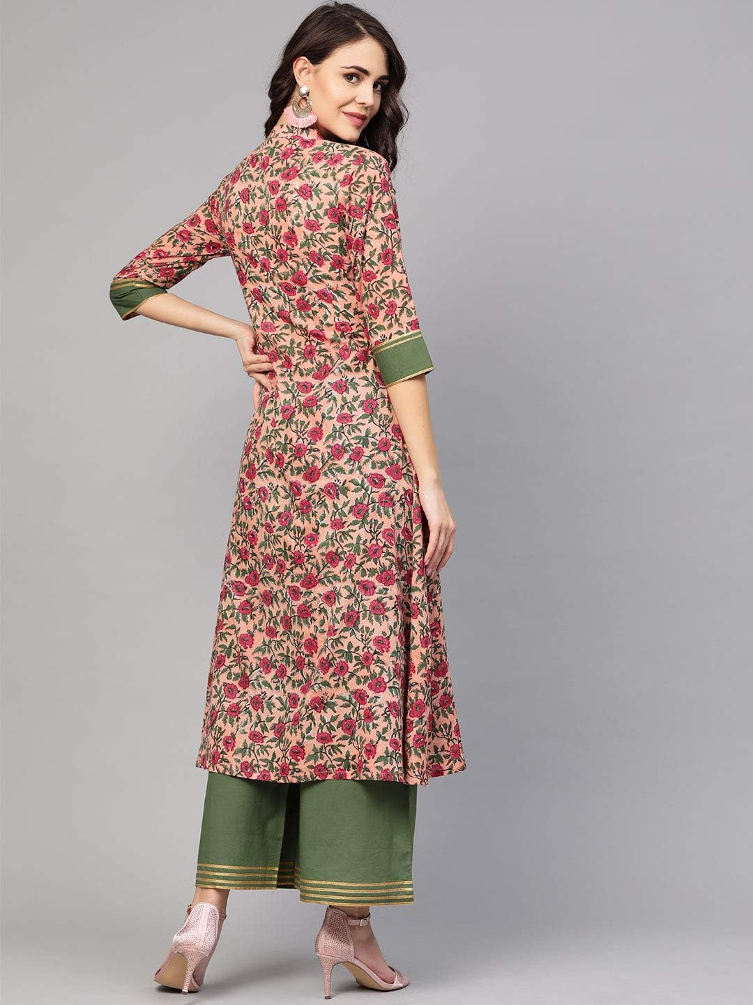 Idalia Women's Pink Floral Print Cotton Kurta Set - Image 3