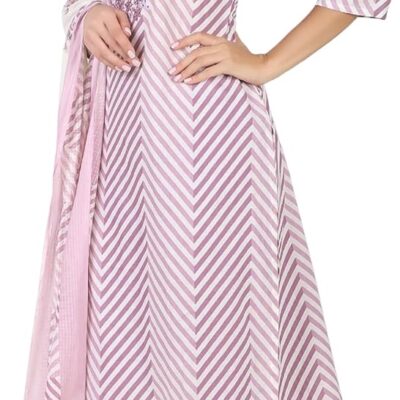 ladyline Women's Cotton Leheriya Printed Salwar Kameez - Mirror Work Embroidered, Kota Dupatta