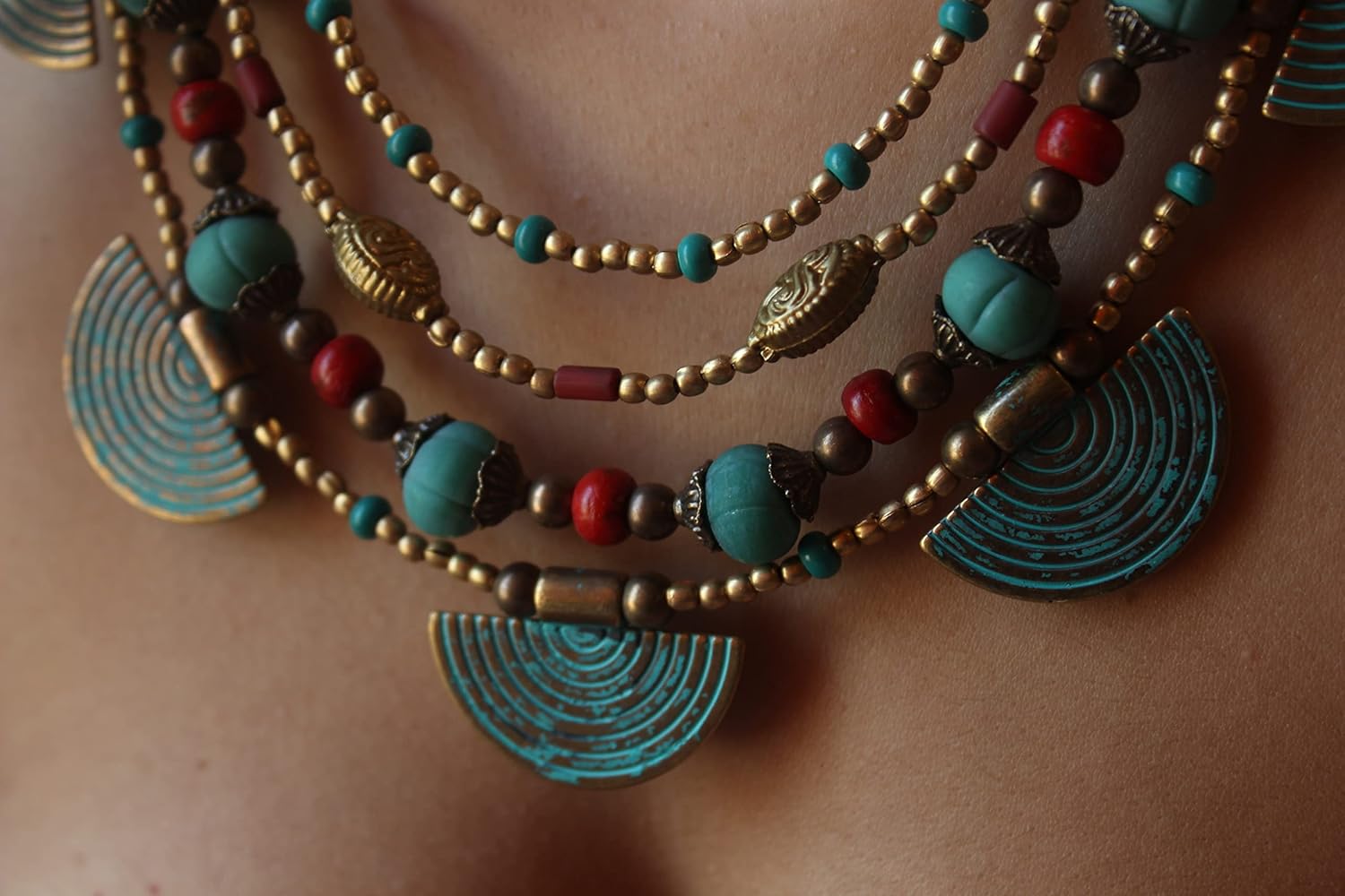 indian boho bib necklace ethnic tibetan nepali women persian jewelry Handmade jewellery - Image 2