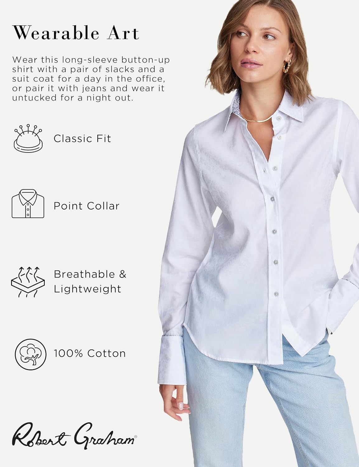 Robert Graham Womens Priscilla Long Sleeve Woven Button Down Shirt - Image 2