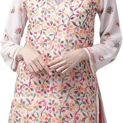 Ada Latest Indian Hand Embroidered Traditional Chikankari Georgette Kurta Kurti Kameez for Women