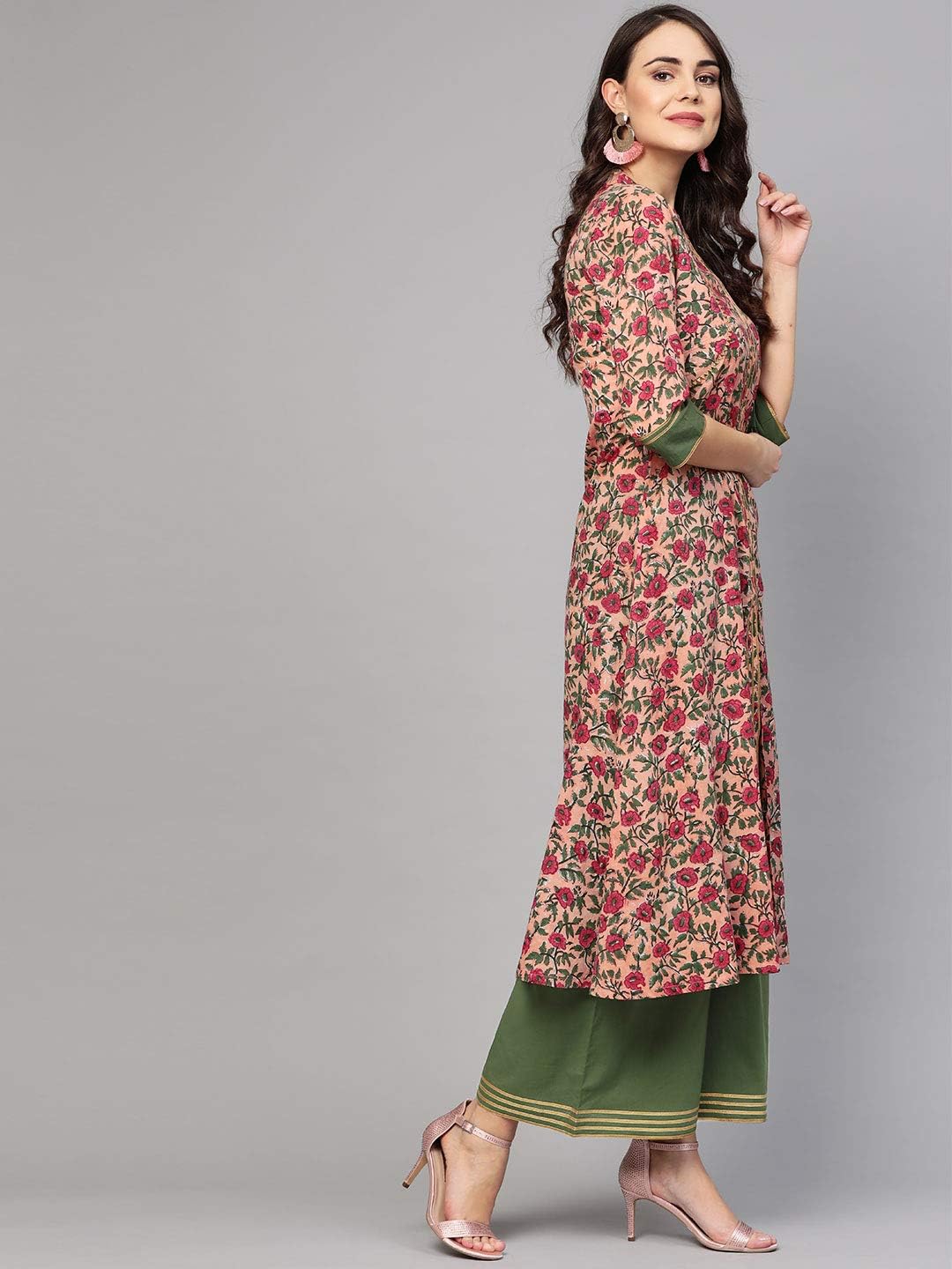 Idalia Women's Pink Floral Print Cotton Kurta Set - Image 2