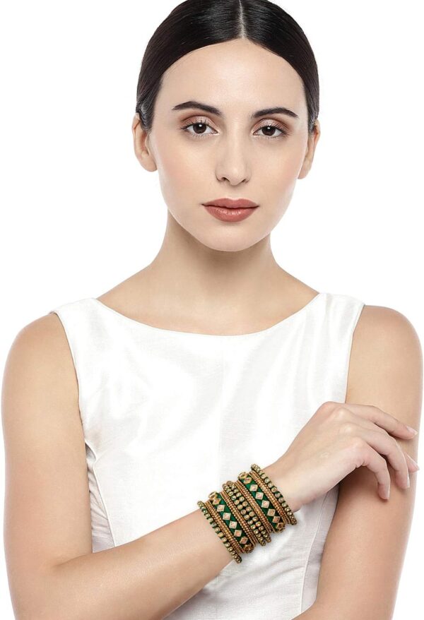 Aheli Matching Floral Kundan Silk Thread Chuda Chura Bangle Set Indian Traditional Bridal Fashion Jewelry Gift for Women - Image 6