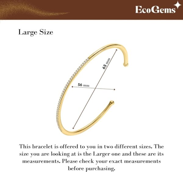 14K White/Yellow Gold Plated Silver Bangle Bracelet With 0.40 TCW Lab Grown Diamond/Moissanite (D-E Color, Round Brilliant Shape, VS Clarity) Bracelet For Women, Gift For Her Jewelry For Women - Image 4