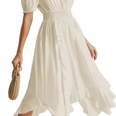 Scarlet Darkness Cottagecore Dress Women Ruffle Hem Flowy Dress Renaissance Costume