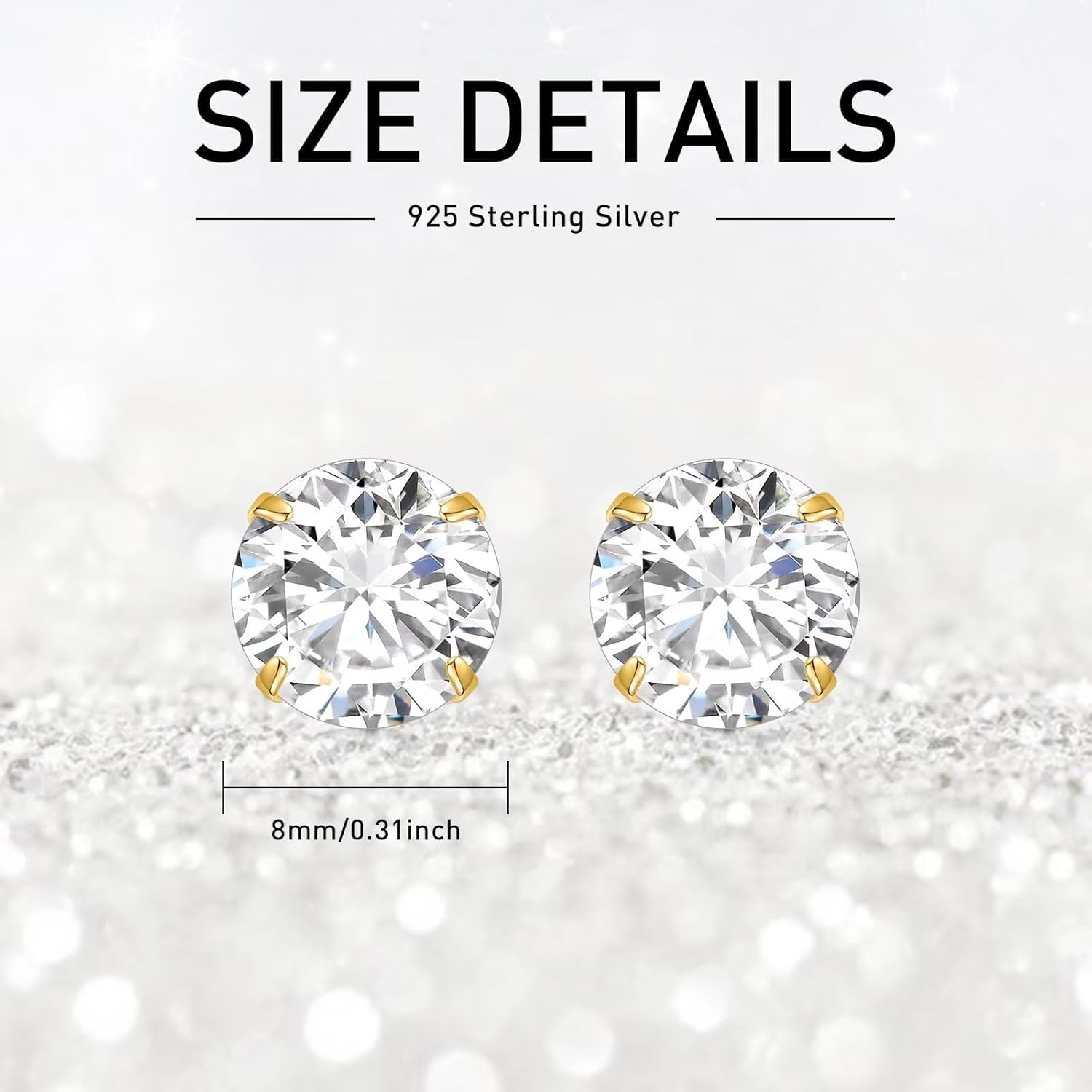 Moissanite Earrings in Solid 14K Gold, 0.3ct-4ct D Color VVS1 Clarity Round Cut Lab Created Diamond Stud Earrings for Women/Men, 14kt Yellow Gold Moissanite Stud Earrings Jewelry Gifts Size 4mm-8mm - Image 6