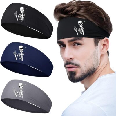Sports Headbands for Men Workout Mens Sweat Bands Headbands Head Sweat Bands for Men Sweatbands for Women 3pack Cooling Headbands