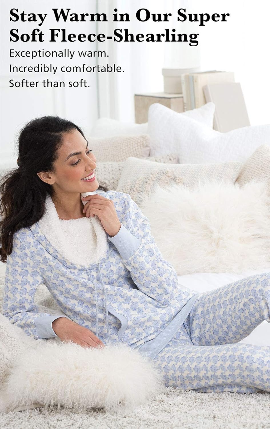 PajamaGram Womens Pajama Sets - Winter Pajamas For Women, Shearling Rollneck - Image 4