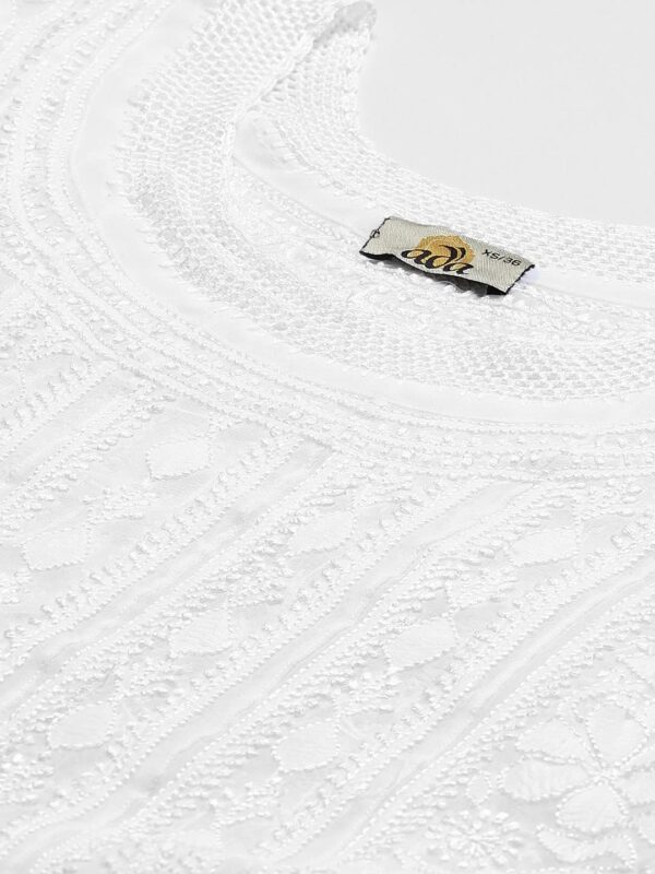 Ada Hand Embroidered Indian Chikankari Traditional Georgette Anarkali Kurta Kurti for Women A411207 - Image 4
