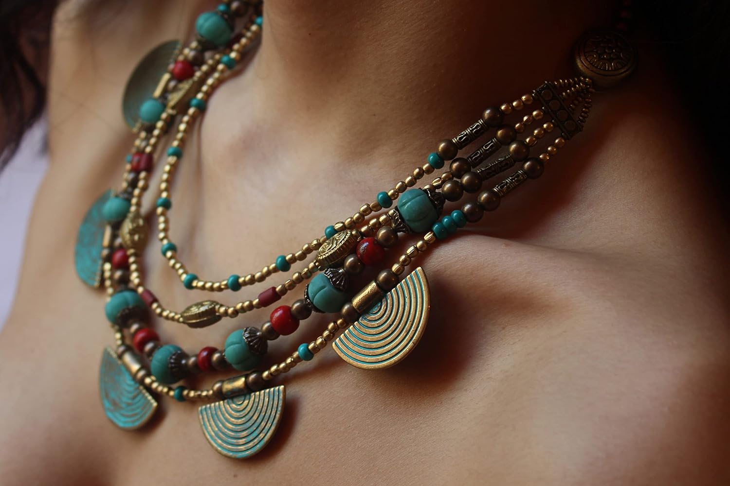 indian boho bib necklace ethnic tibetan nepali women persian jewelry Handmade jewellery - Image 5