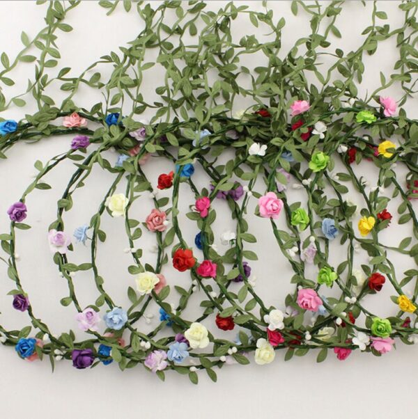 AWAYTR Fashion for Bohemian Style Wedding Bride Bridal Headdress Floral Flower Garland Headwear Headbands (Cream white) - Image 4