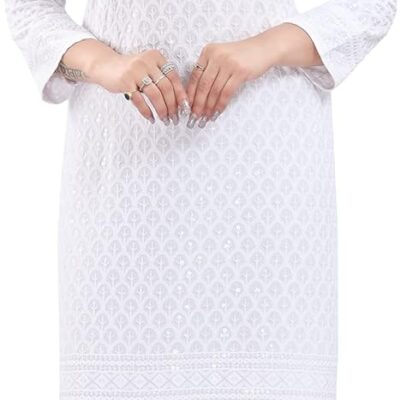 Women's Knee Length Rayon Chikan-Kari Kurta (QS_6631)