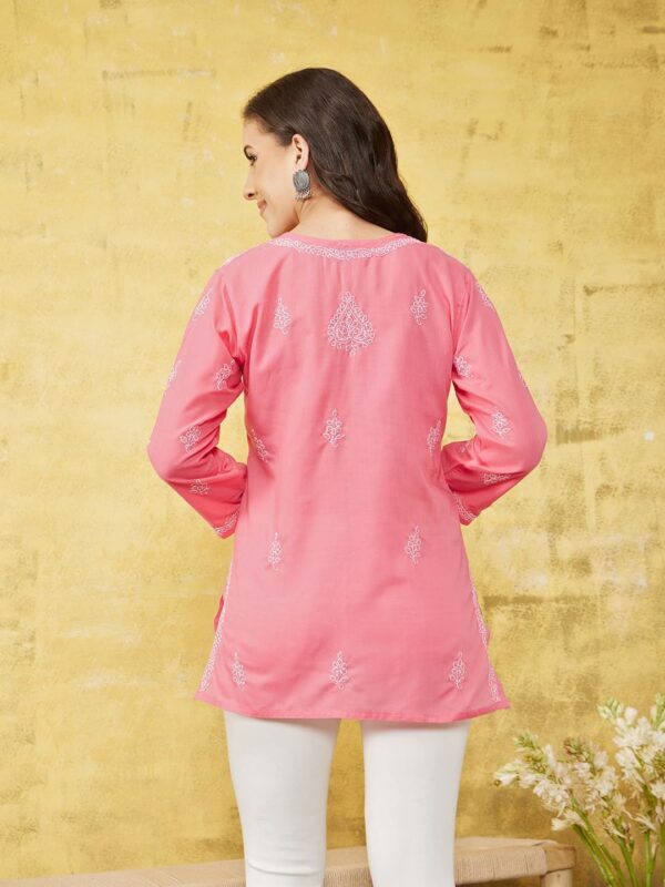 Ada Hand Embroidered Indian Traditional Chikankari Cotton Tunic Top Kurti Shirt for Women A911116 - Image 2