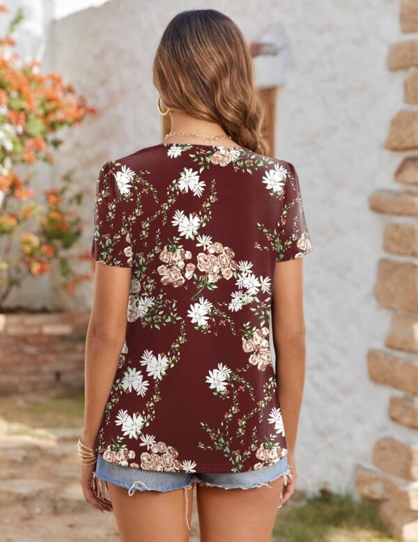Zeagoo Women's Summer Tunic Tops Short Sleeve Floral Boho Casual T Shirts Pleated Crewneck Flowy Relax Fit Soft Blouses - Image 6