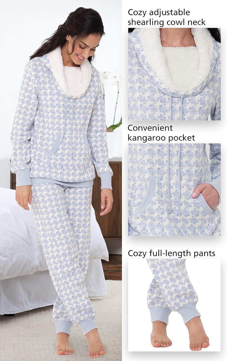 PajamaGram Womens Pajama Sets - Winter Pajamas For Women, Shearling Rollneck - Image 5
