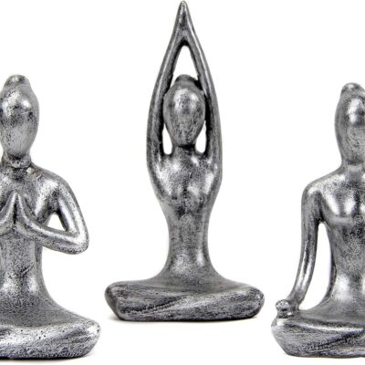 Leekung Yoga Meditation décor,Yoga Pose Statue Home Decoration,Zen Yoga Figurine for Spiritual Room, Set of 3 Yoga Gift Antique Silver Color