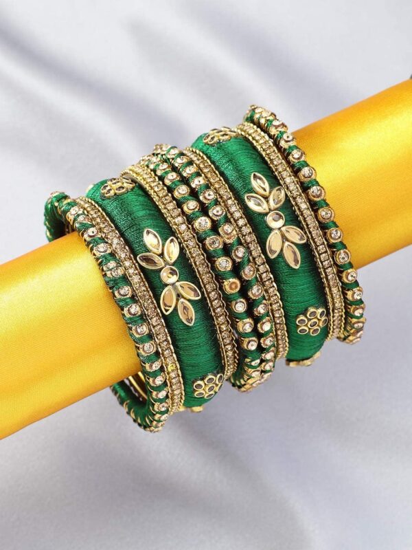 Aheli Royal Design Silk Thread Bangle Set Saree Matching Chuda Indian Traditional Wedding Fashion Jewelry Gift for Women - Image 3