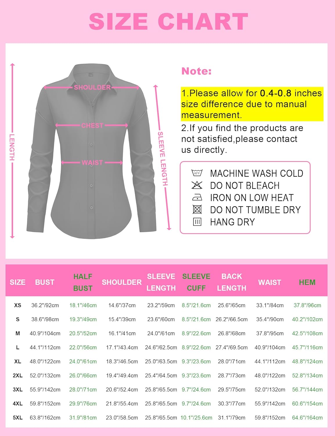 Button Down Shirts for Women Fitted Dress Shirts Collared Long Sleeve Soft Wrinkle Free Blouses Work Office Tunic Tops - Image 5