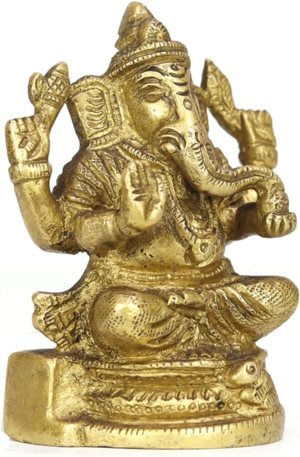 ASHIRWAD Brass Lord Ganesha Idol Statue for Home Hindu God Ganpati Bappa Vinayaka Murti (Ganesh-10) - Image 2