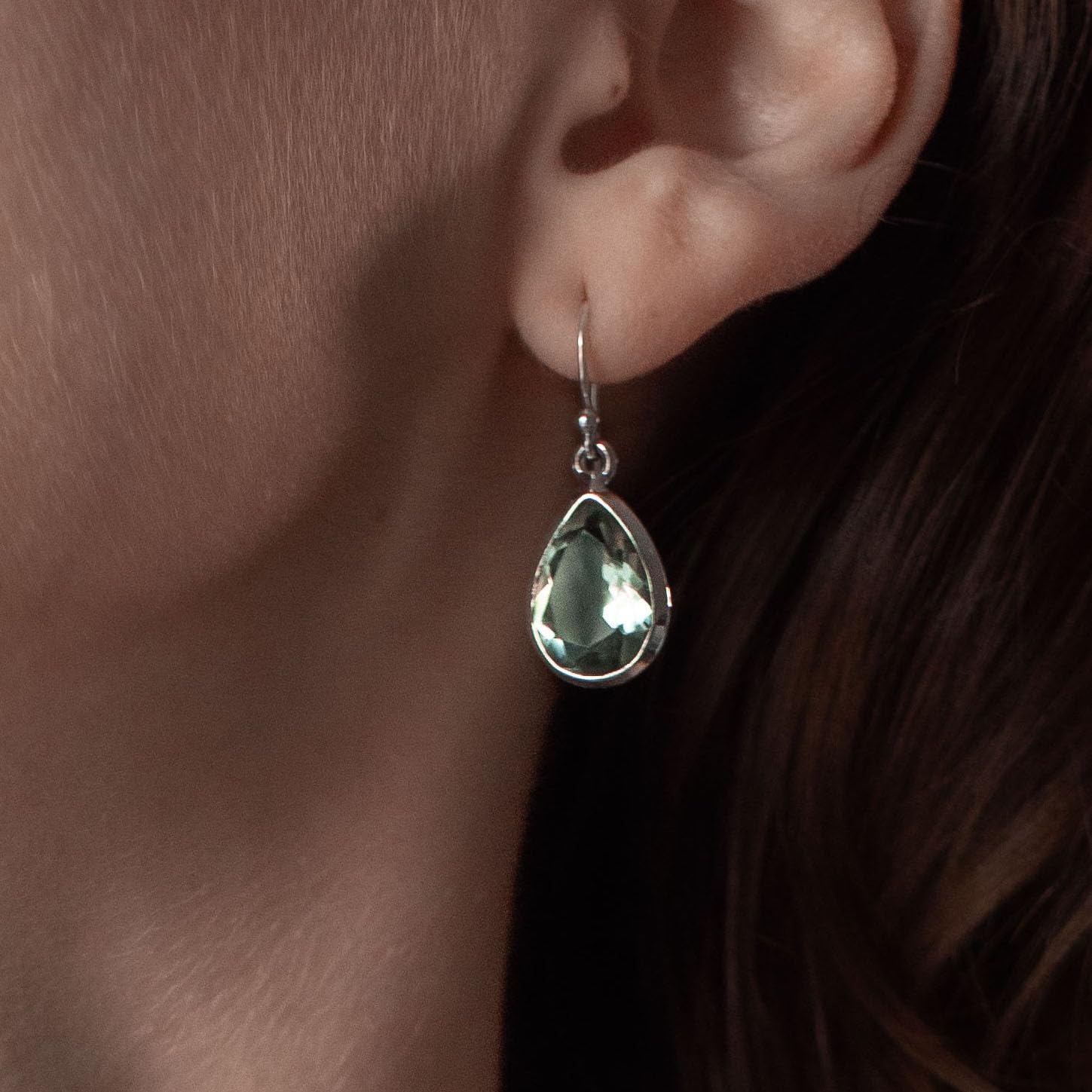 Green Amethyst Earrings Sterling Silver – Natural Green Stone Earrings - Drop Dangle 925 Silver Earrings for Women – Birthstone Teardrop Earrings - Gift Box Packaging Included - Image 4
