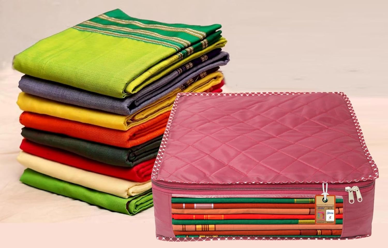 Fabric Saree and Blouse Covers Garments Clothes Storage Bag Wardrobe Organizers With Double Zip Lock Set of 7 For Lehenga Dress Accessories Maroon - Image 4