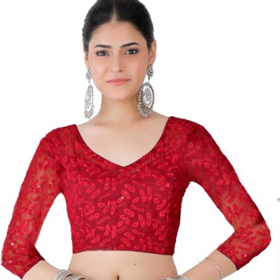 Chandrakala Chikankari Blouses for Women Sarees,Readymade (B210-P)
