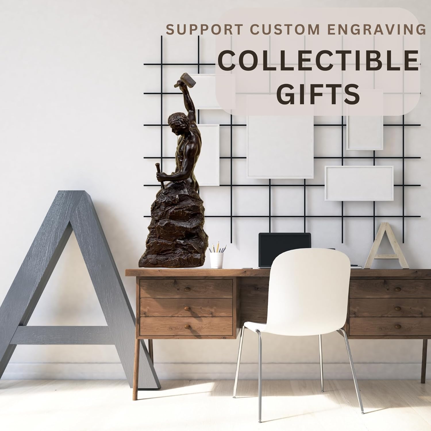 Bronze Self Made Man Sculpture to Upgrade Your Decor - Our Handcrafted 18.5'' Height Bronze Figure Statue is Perfect for Any Home or Office - Image 6